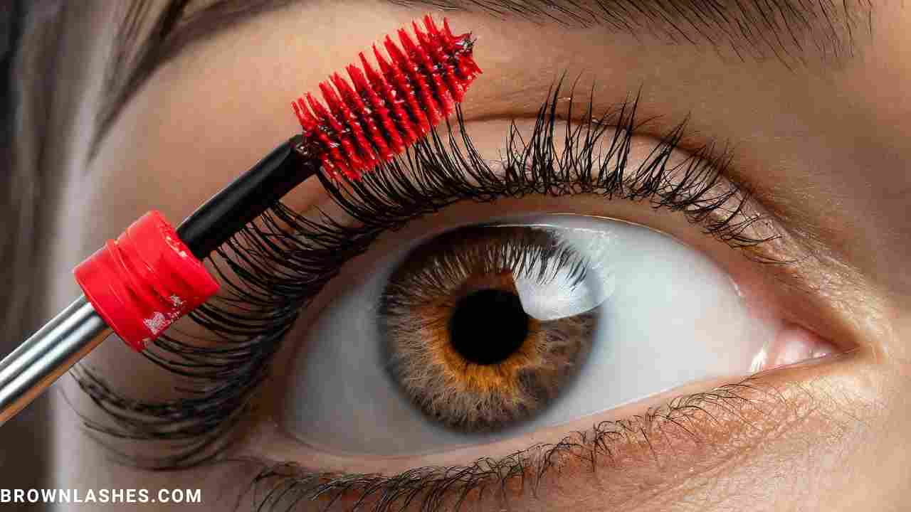 A mascara wand with a red cross over it, indicating the recommendation to limit mascara use to prevent eyelash damage.
